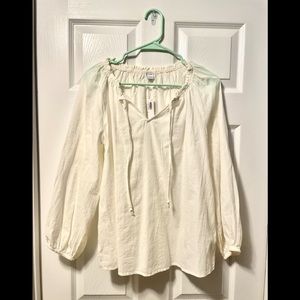 White / Cream Light Long-Sleeve Blouse, S
